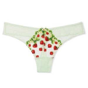 Victoria's Secret Light Green Strawberry Print Thong